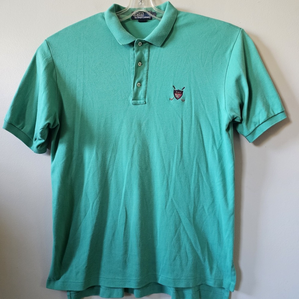 Polo By Ralph Lauren‎ Shirt Men's Size Large Crossed Golf Clubs Vintage Green